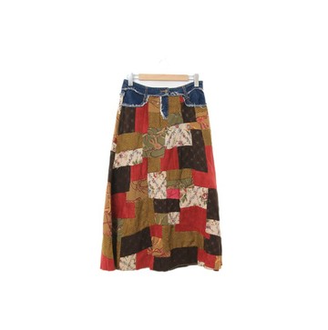 Back to Green-復古半身裙 丹寧繽紛拼接 ds-05//vintage skirt