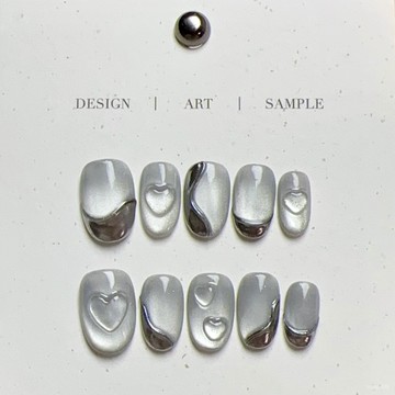 ✨Hannah✨純手工穿戴甲高級ins風小衆日常美甲奢貓眼魔鏡粉顯白指甲片精緻穿戴甲 XA6F