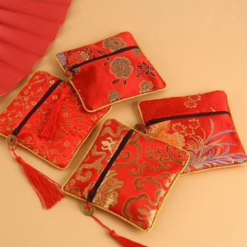 🔥臺灣出🔥四方拉鍊流蘇布袋子首飾文玩收納香包珠寶包裝袋刺繡佛珠袋小香囊