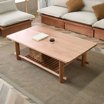 免運/公司貨 茶幾 原木茶幾 實木茶几 日式全實木茶幾 民宿北歐簡約客廳小戶型櫻桃木色原木雙層小茶幾 可開發票 全館五折 工廠現貨直銷 新品特價 z10252