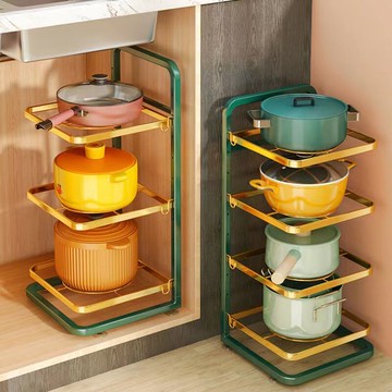 ??Kakaadorn??【快速交貨】可調整鍋架 高檔鍋架 下水槽櫥櫃收納架 備菜架 檯面牆角放鍋具 多層置物架 廚房鍋架