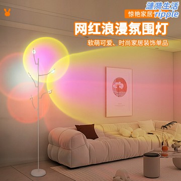 【破曉夕陽氛圍】落地燈 氛圍燈 投影燈 客廳燈 臥室燈 北歐風 五頭設計 光影調節 直播背景 居家裝飾