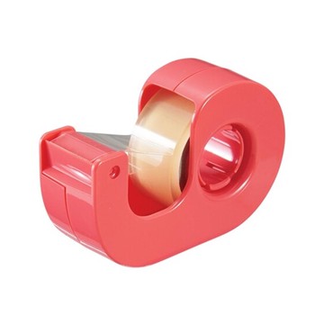 日本文具 NICHIBAN - 日本製 繽紛亮彩膠帶切割台(含透明膠帶*1個)-橘紅-膠帶規格(18mm適用)