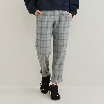 a la sha 格紋修身直筒褲