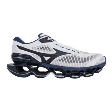 MIZUNO WAVE PROPHECY 15 男緩震慢跑鞋-美津濃 訓練 J1GC260052 淺灰丈青黑