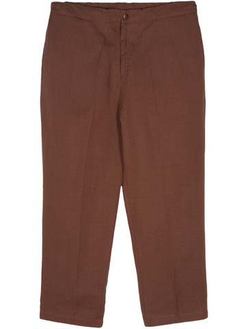 Costumein - pressed-crease tapered trousers - men - Lyocell/Linen/Flax - 52 - Brown