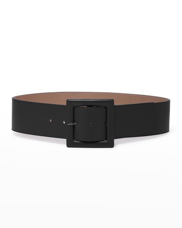 Square-Buckle Wide Leather Belt