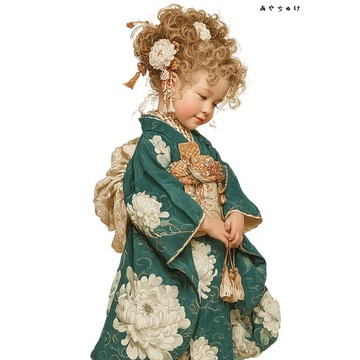 【12月新品4】07-114-0283 人物貼紙 和服復古