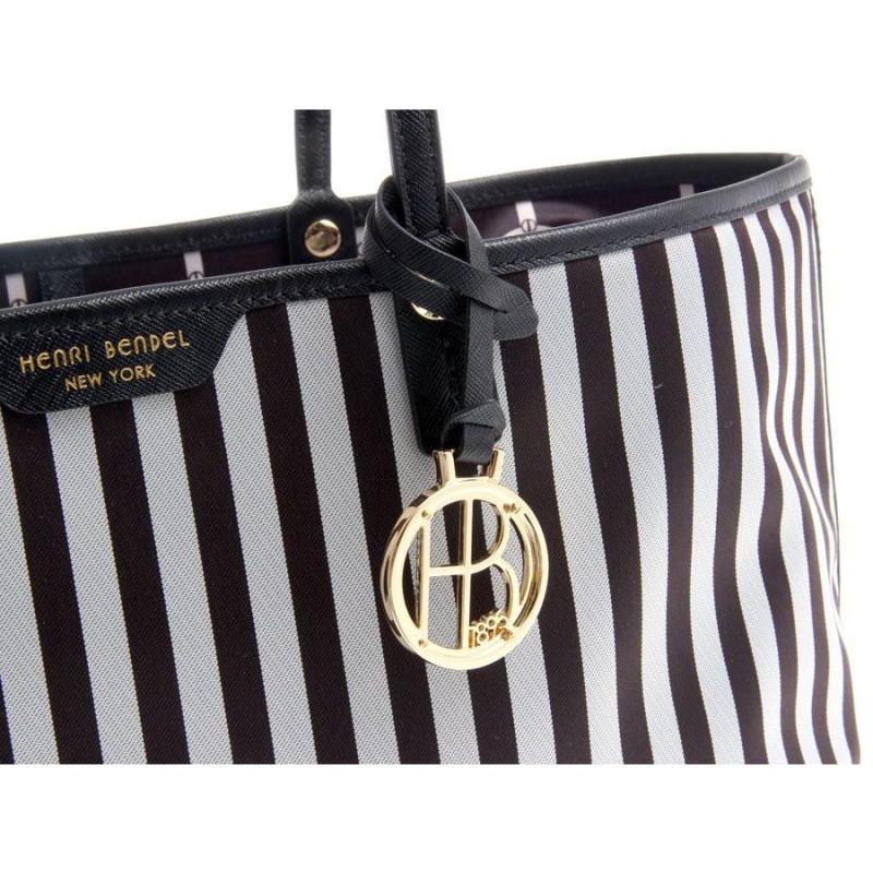 ヘンリベンデル Henri Bendel トートバッグXL ストライプ ナイロン カーフ黒 日本未入荷 新品 xmas | LINEショッピング