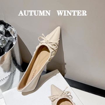 法式小香風晚晚溫柔鞋2024年新款春秋平底鞋子氣質配裙子尖頭單鞋