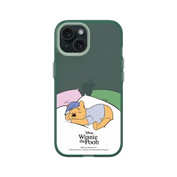 iPhone 15 Clear 憂墨綠 - 迪士尼-小熊維尼 Disney Winnie The Pooh - 枕頭上的維尼