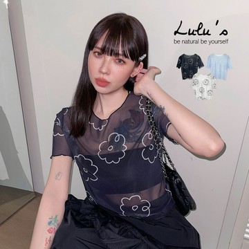 特價/現貨/韓系花朵木耳邊透膚短版上衣３色【A01260176】