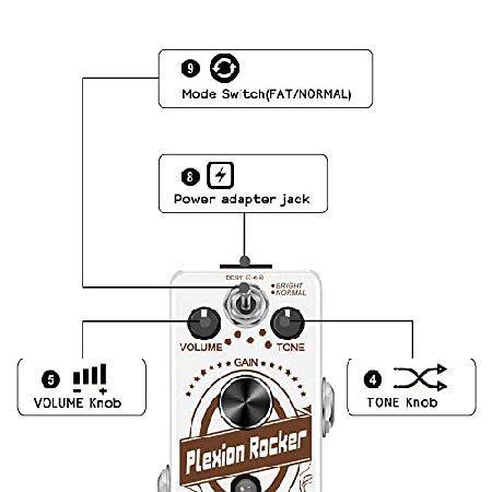 VSN Distortion Pedal Plexion エフェクトペダル for Guitar Bass Distortion Pedal with Bright Normal Modes True Bypass LEF-324