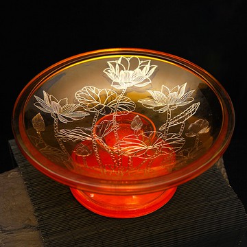 家居室內水果盤佛堂供佛觀音貢盤仿琉璃琥珀蓮花供盤果碟678英寸