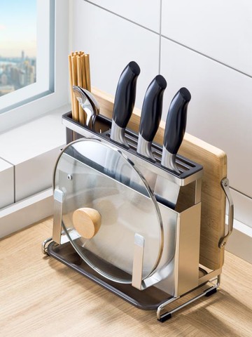 刀架壁掛式不銹鋼廚房筷子籠一體菜刀架鍋蓋置物架刀具菜板收納架 免運開發票