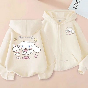 【秋冬新品】 女童連帽外套 兒童拉鍊外套 中大童開襟外套 玉桂狗 薄款 印花 連帽 拉鍊 開襟 春秋款 女孩保暖外套