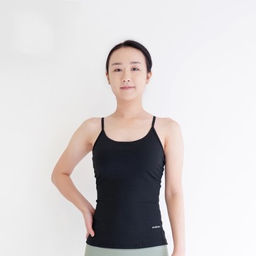 【Mukasa】LISSOM 細肩U領背心上衣 - 石磨黑 - MUK-22003