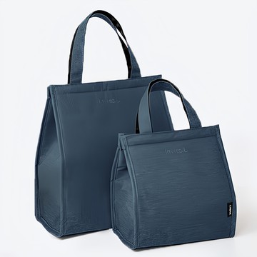 Pure 拉鍊式保溫保冷袋 - 海軍藍  L 27 x 32 x 17cm + S 22 x 23 x 14cm  1組