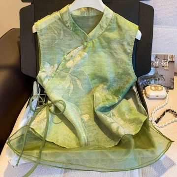 隱藏爆款💎新中式國風立領盤扣無袖馬甲女夏季2026新款氣質顯瘦上衣無袖上衣SRGJ