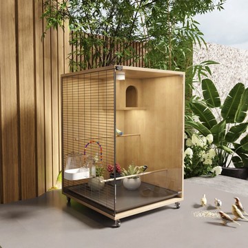 虎皮八哥文鳥玄風鸚鵡實木專用豪華鳥籠別墅防濺透明干凈衛生高檔179-YJ 快速出貨