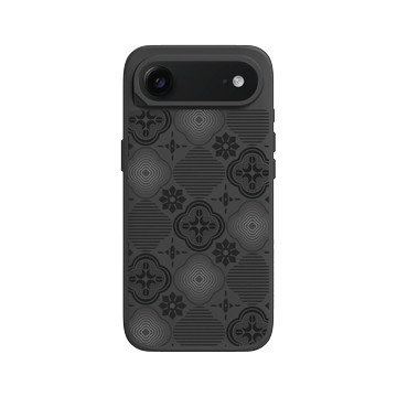 iPhone Air SolidX 黑 - 老屋顏 Old House Face - 壓花玻璃-黑色海棠