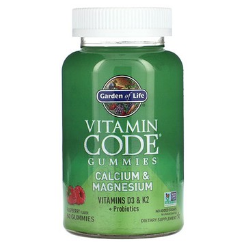 Garden of Life, Vitamin Code 軟糖，鈣和鎂，樹莓味，60 粒軟糖