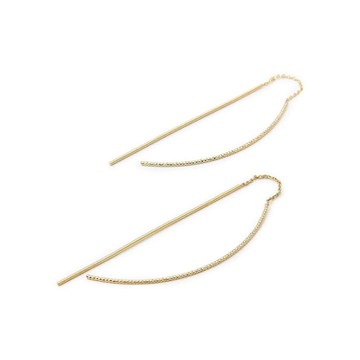 BDM Studio 長弧形細閃垂鍊金耳環