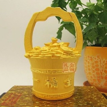 [協貿國際]   絨沙金一桶金元寶擺件
