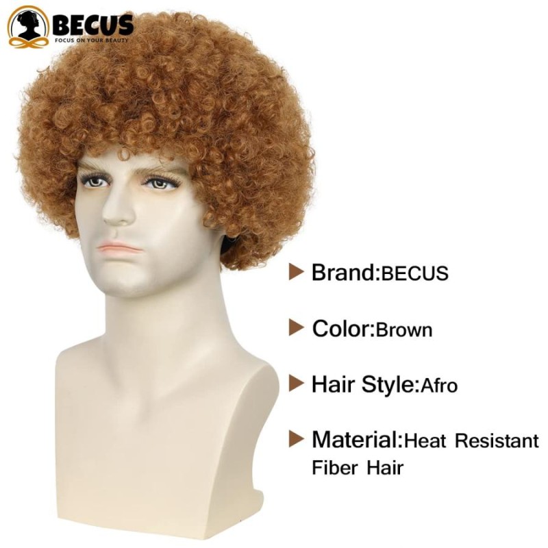 BECUS Brown Afro Wig Men Mens Wig 70s 80s Disco Wigs for Men Hal 並行輸入品 |  LINEブランドカタログ