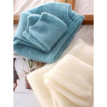 時尚高級感2025年新款冬季女裝法式設計馬海毛鏤空針織衫毛衣外套