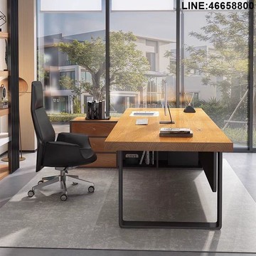 免運 開立發票 老板桌 老闆桌 總裁桌 經理桌 主管桌 大班台 實木老板桌 董事長辦公桌 實木老板桌大班臺帶側邊柜簡約現代總經理辦公桌家具設計師電腦桌 支持訂製