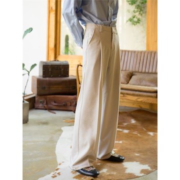 CLP復古拖地褲闊腿喇叭褲休閑褲長褲男墜感垂感微喇褲秋季寬松潮