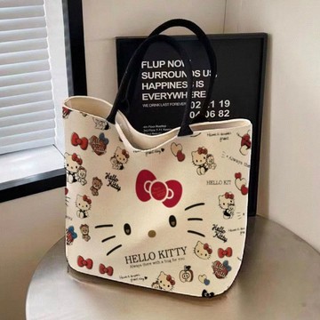臺灣現/🎀帆布包 單肩包 手提包可愛hellokitty卡通帆布包時尚包女手提袋可愛通勤百搭單肩托特