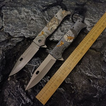 ⭐全場免運⭐勃朗寧F47多功能戶外不鏽鋼折刀野外求生防身摺疊刀3D狼鷹圖案刀