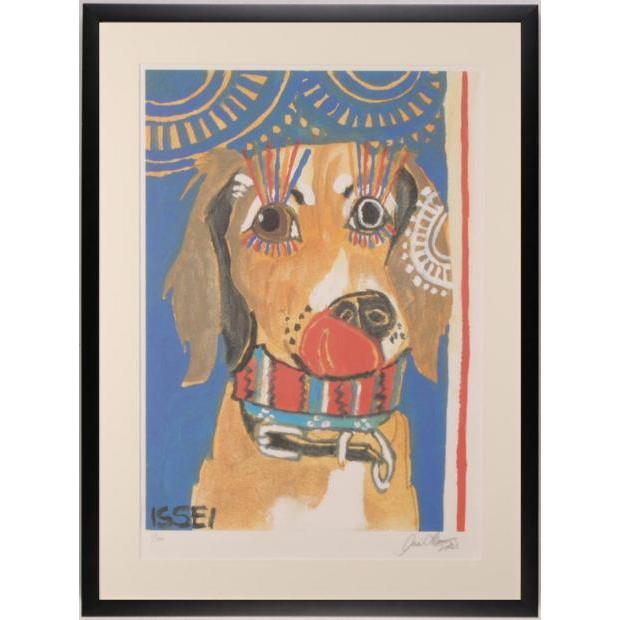 ポップアート 絵画 犬 ジークレー 版画 大谷一生 「ダックスフンド(青)」 額付き