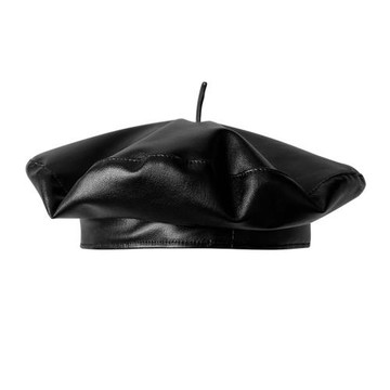 2022新款PU皮質帽子女飛碟帽韓版百搭復古貝雷帽顯臉小氣質畫家帽