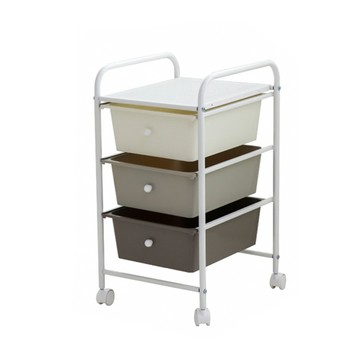 【H&R安室家】台製三層收納抽屜車G184奶茶色