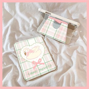 愛心天鵝適用三星S9FE保護套360°旋轉Galaxy Tab S10+平板殼A8少女心A9+時尚S7Plus新款S7FE防摔12.4英寸8.7