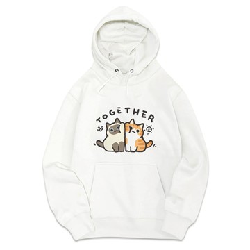 JZ TEE 貓咪-在一起 重磅刷毛連帽T