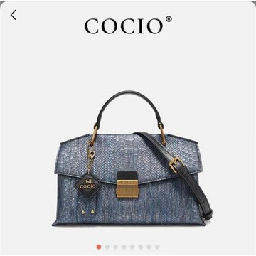 跨境爆款女包COCIO手提包包女2025新款藍色蛇紋百搭單肩斜挎包