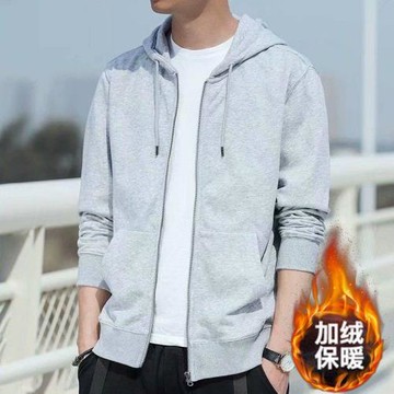 秋冬加絨加厚外套衛衣男冬季胖子寬松保暖學生ins大碼上衣情侶款