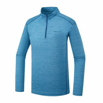 【【蘋果戶外】】山林 51P05 78 天藍 男 膠原蛋白透氣長袖排汗衣 吸濕快乾拉鍊式立領 春夏 Mountneer