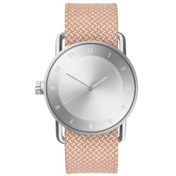 TID Watches No.2 銀x淡橘色真皮腕錶/40mm
