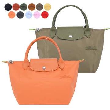 LONGCHAMP LE PLIAGE GREEN系列刺繡短把再生尼龍摺疊水餃包(小/多色選)