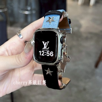 《錶帶客製》apple watch s10 錶帶 9 8 7 6 SE 蘋果手錶錶帶 蘋果錶帶 牛仔拼接錶帶 蝴蝶扣設計
