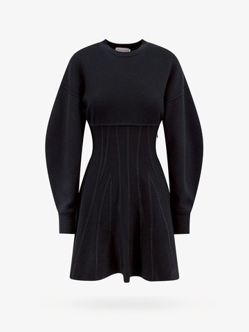 Wool blend dress with embossed stitchings - ALEXANDER MCQUEEN - gender_Woman