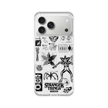 iPhone 17 Pro Max ClearX (MagSafe 兼容) 晶透白 - Stranger Things - 顛倒世界怪物圖鑑 黑白款