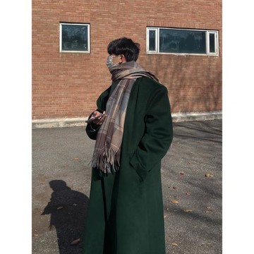 碧舍秋冬新款毛呢大衣男士中長款寬松保暖高級感潮流呢子外套大碼