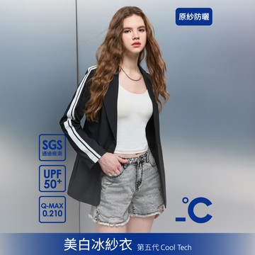 SO NICE【第五代美白冰紗系列】撞色織帶永久防曬涼感不易皺可機洗長版西裝外套
