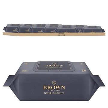 BROWN 壓紋嬰兒濕紙巾 敏感肌適用  70張  10包